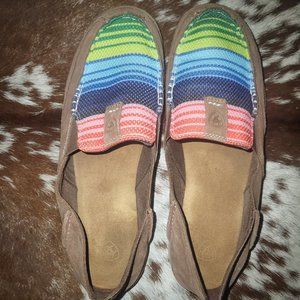 Women's Ariat Cruiser Loafers Brown/Serape Stripe Size 11 Casual Shoes Flats